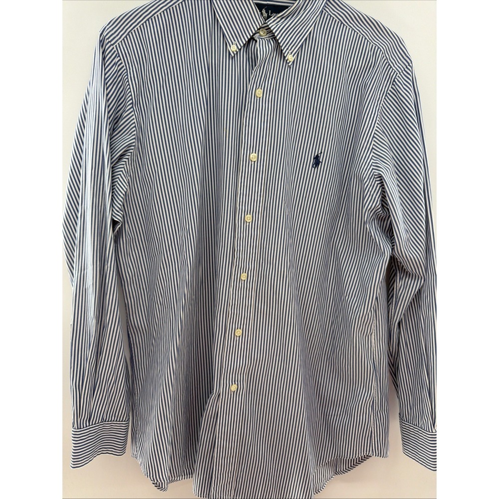 Ralph Lauren Men's 15.5 32/33 Classic Fit Blue White Striped Dress Shirt